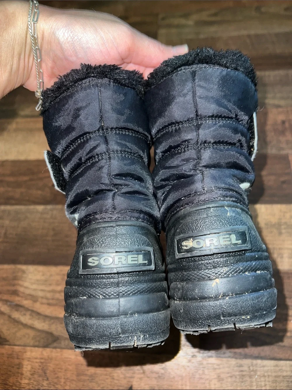 Sorel Kids Black Winter Boots with Faux Fur Trim